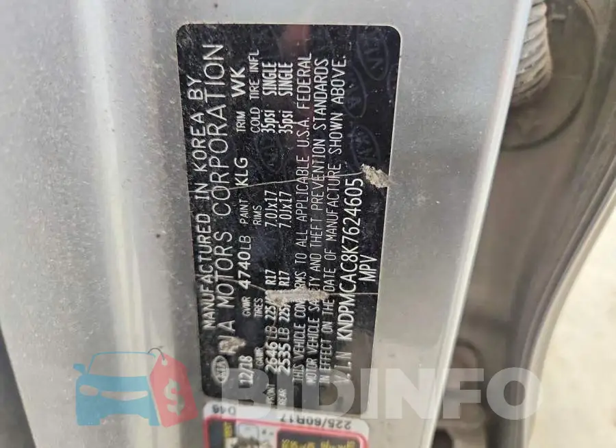 KNDPMCAC8K7624605 Photo# 12