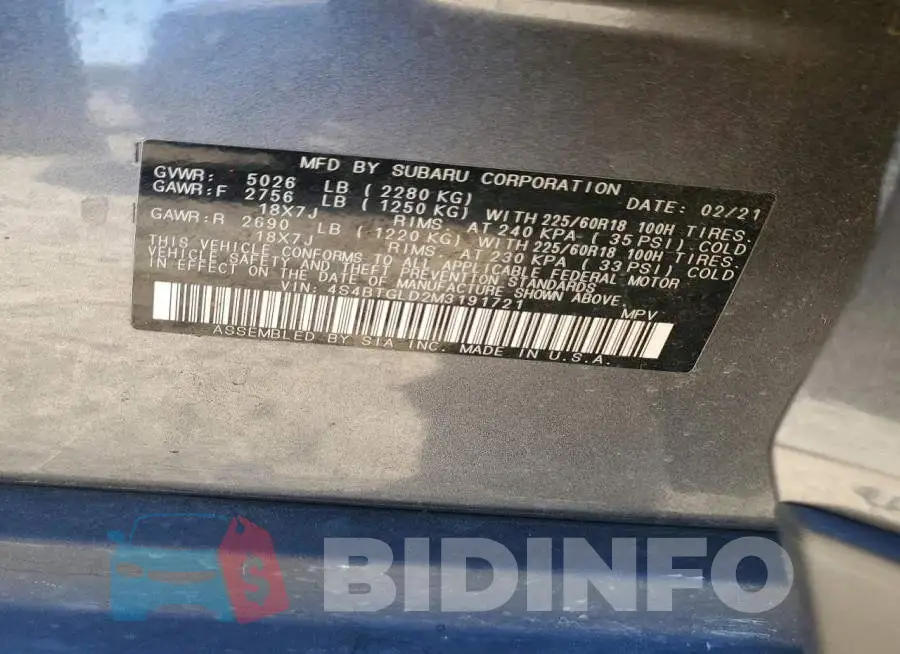 4S4BTGLD2M3191721 Photo# 12