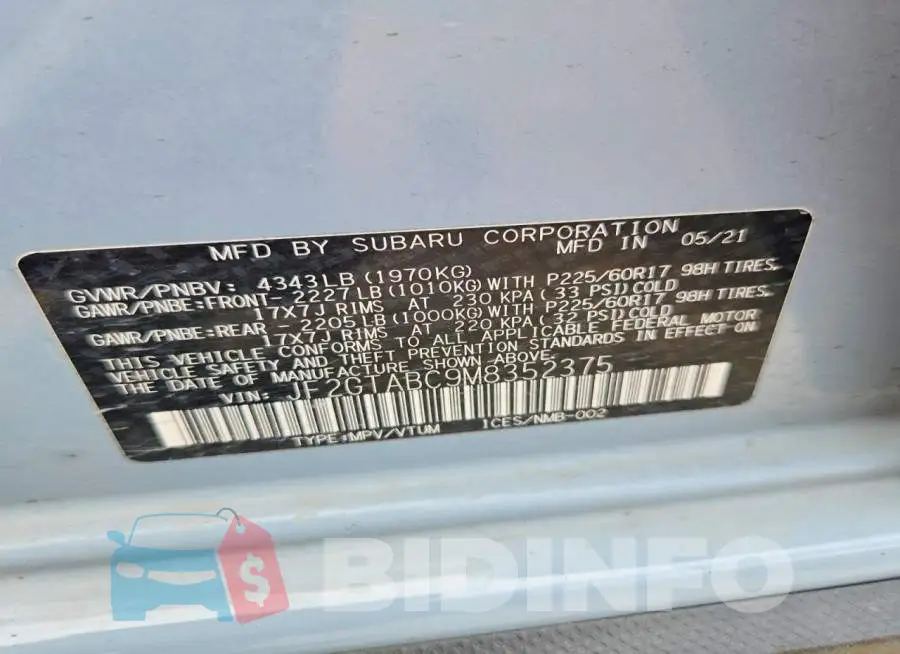JF2GTABC9M8352375 Photo# 12