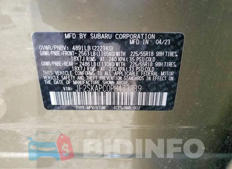 JF2SKAPC0PH473239 Photo# 14