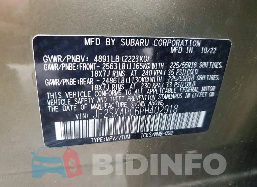 JF2SKAPC6PH402918 Photo# 12