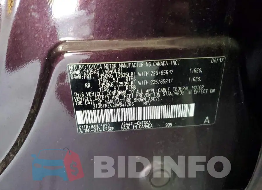 2T3BFREV2HW644266 Photo# 14