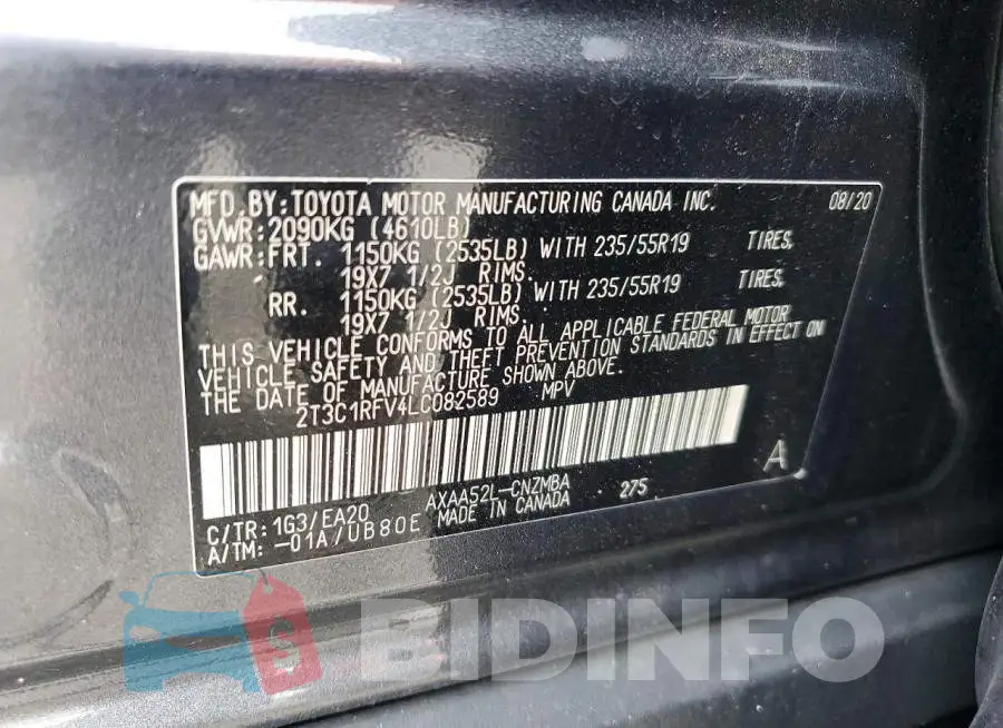 2T3C1RFV4LC082589 Photo# 13