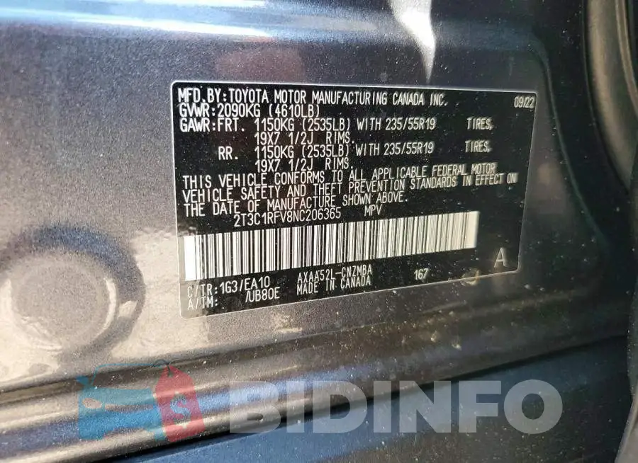 2T3C1RFV8NC206365 Photo# 12