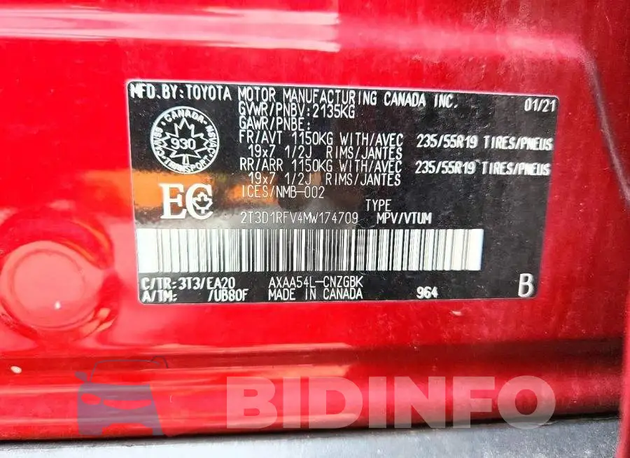 2T3D1RFV4MW174709 Photo# 13