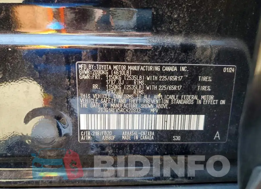 2T3G1RFV5RC420933 Photo# 14