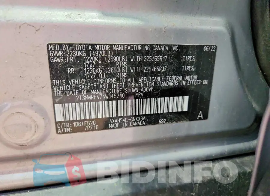 2T3MWRFV7NW145210 Photo# 13