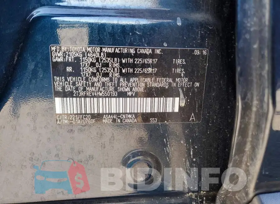 2T3RFREV4HW550193 Photo# 13