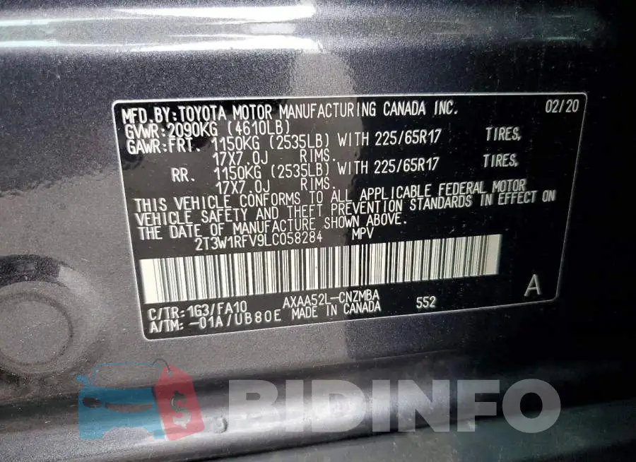 2T3W1RFV9LC058284 Photo# 13
