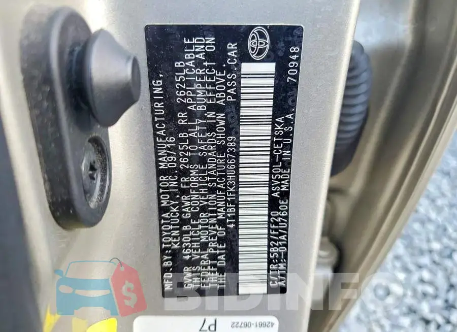 4T1BF1FK3HU667389 Photo# 12