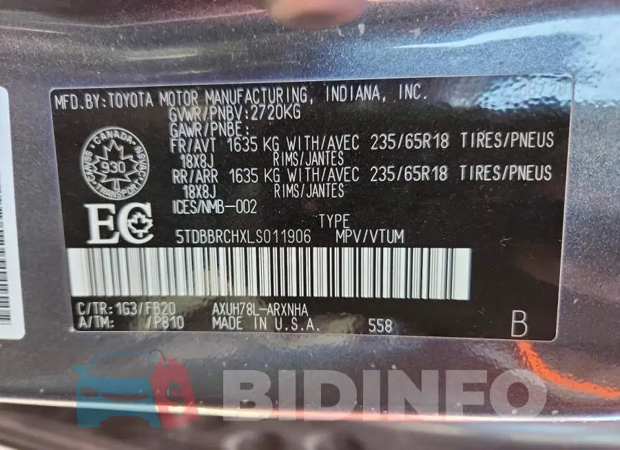 5TDBBRCHXLS011906 Photo# 14