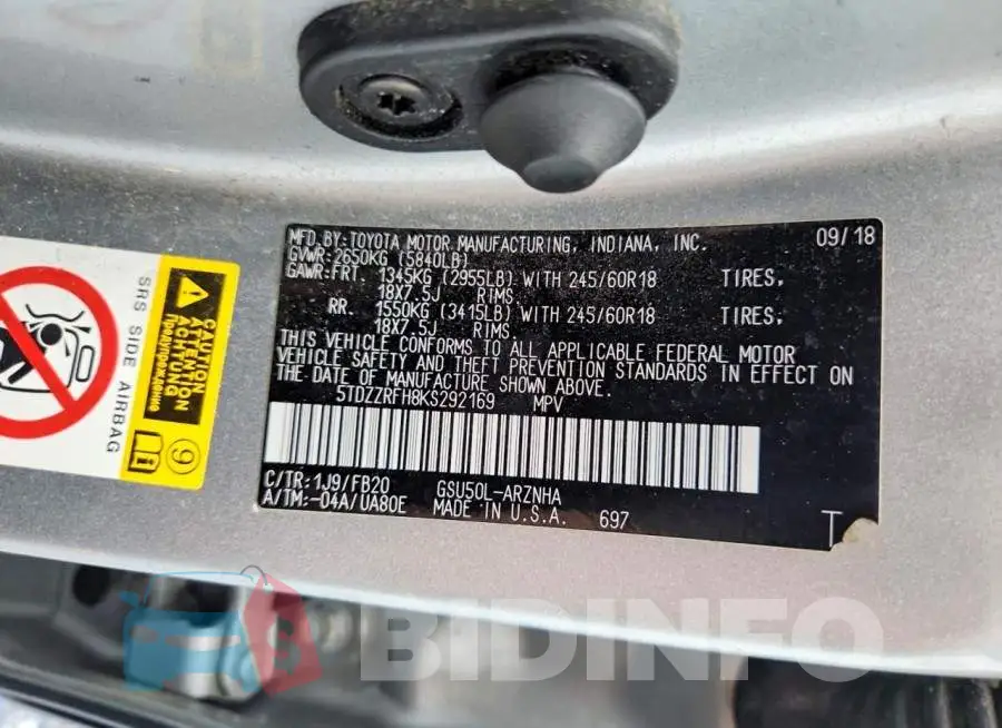 5TDZZRFH8KS292169 Photo# 13