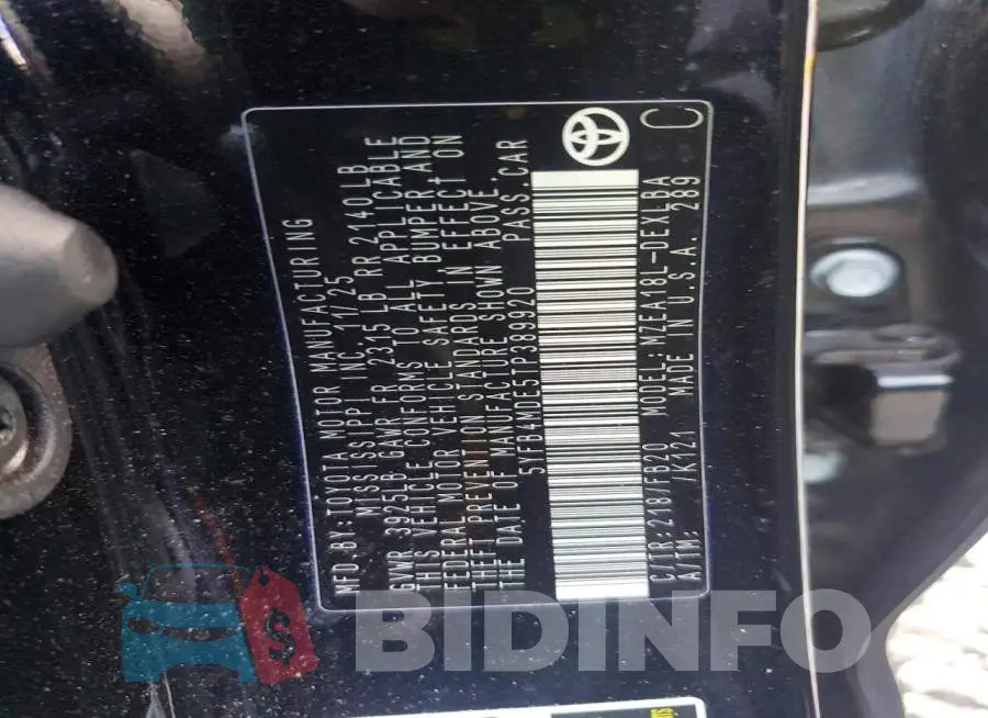 5YFB4MDE5TP389920 Photo# 12