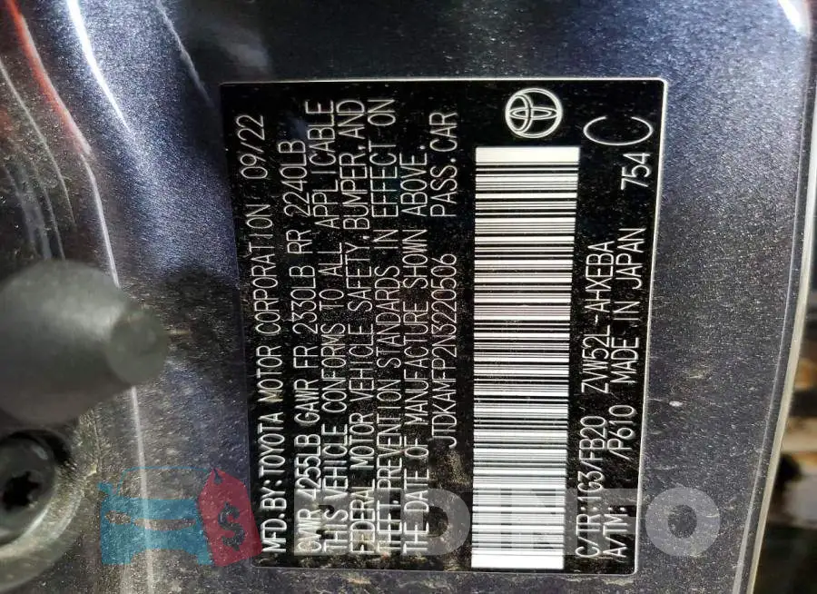 JTDKAMFP2N3220506 Photo# 12