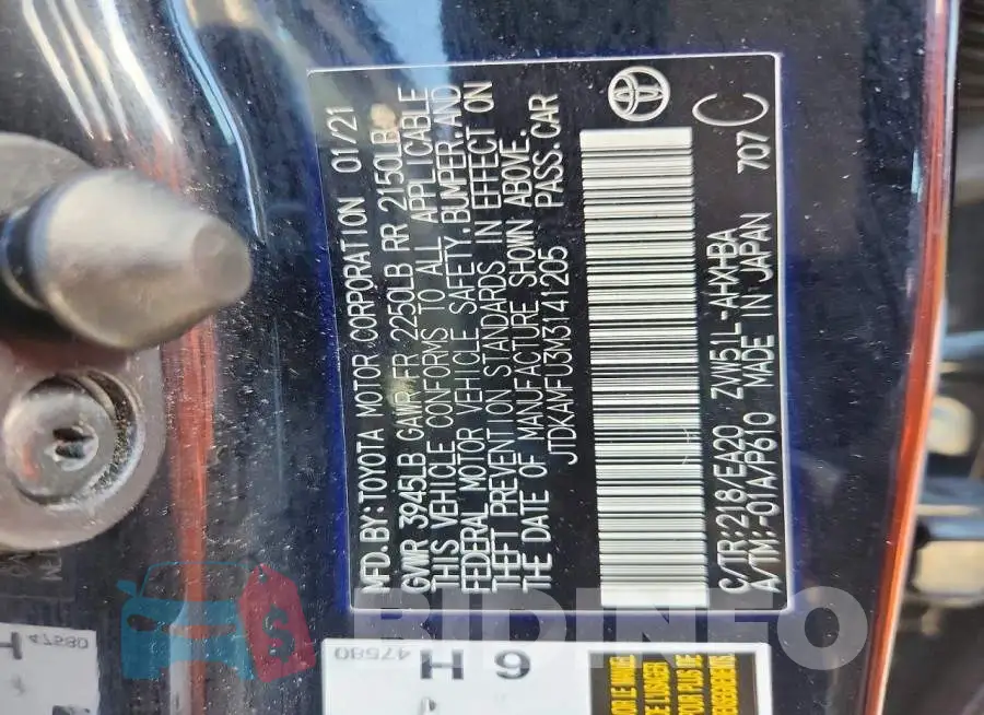 JTDKAMFU3M3141205 Photo# 13