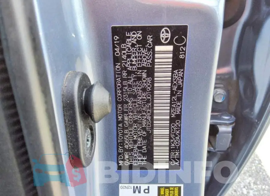 JTDS4RCE5LJ019098 Photo# 12