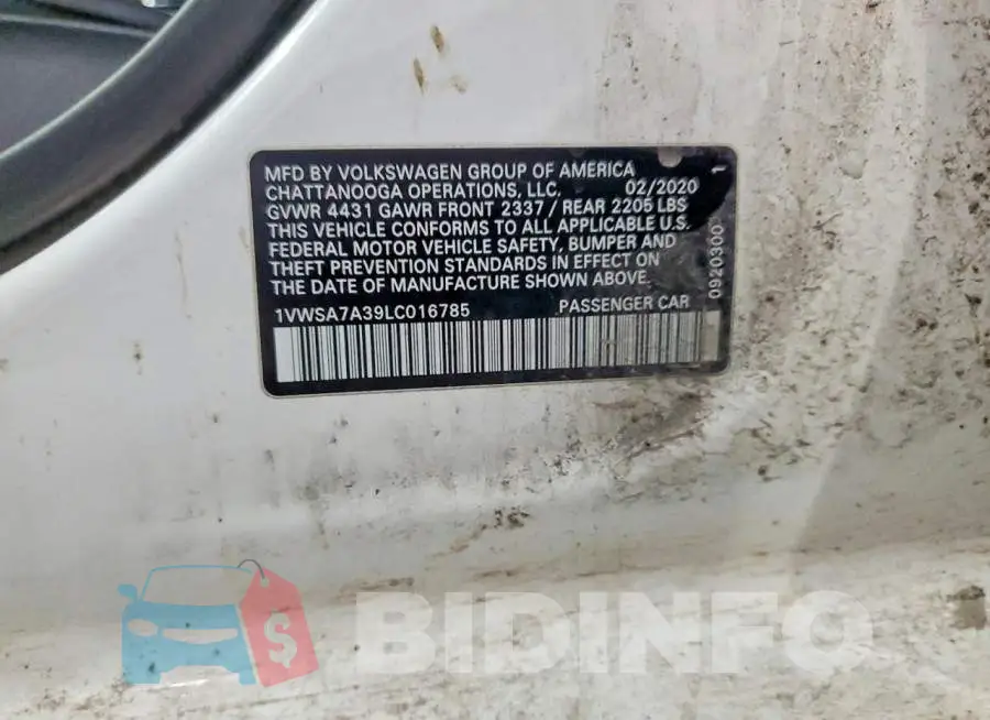 1VWSA7A39LC016785 Photo# 12