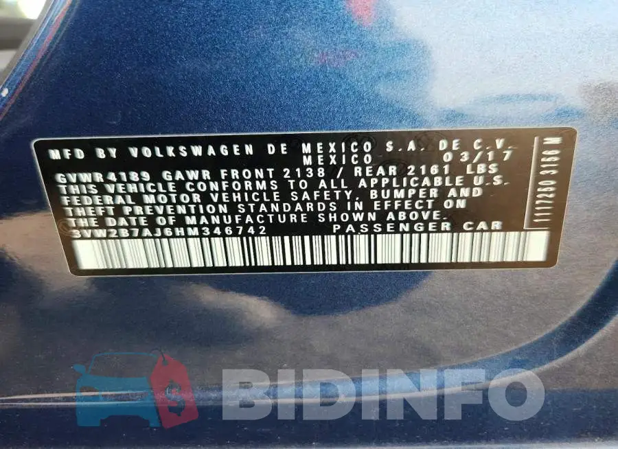 3VW2B7AJ6HM346742 Photo# 12