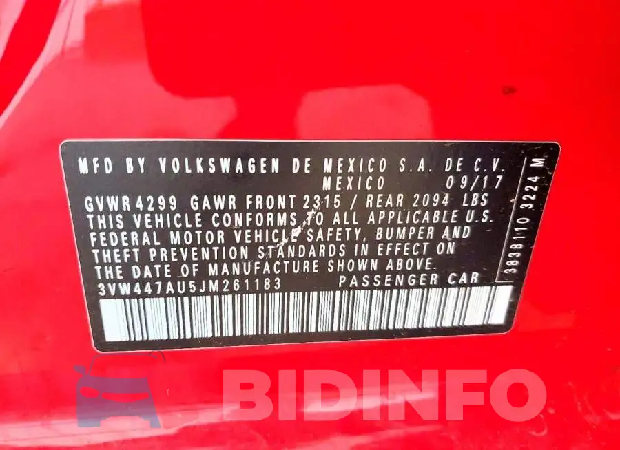 3VW447AU5JM261183 Photo# 13