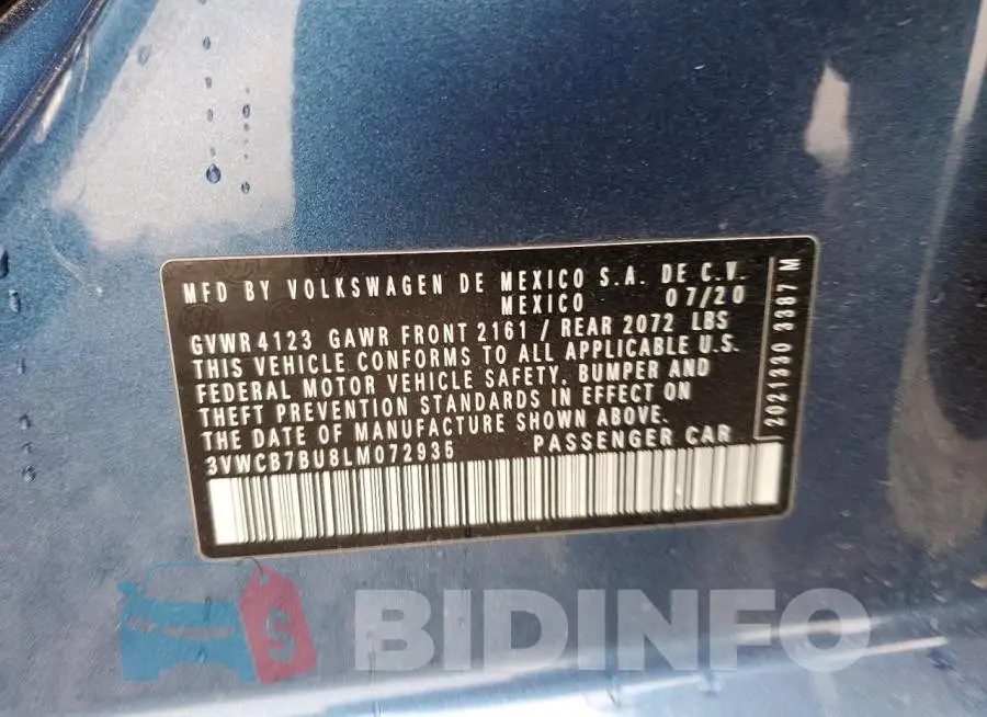 3VWCB7BU8LM072935 Photo# 12