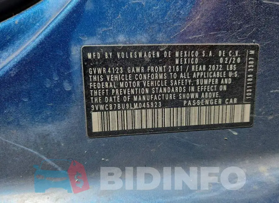 3VWCB7BU9LM045923 Photo# 12