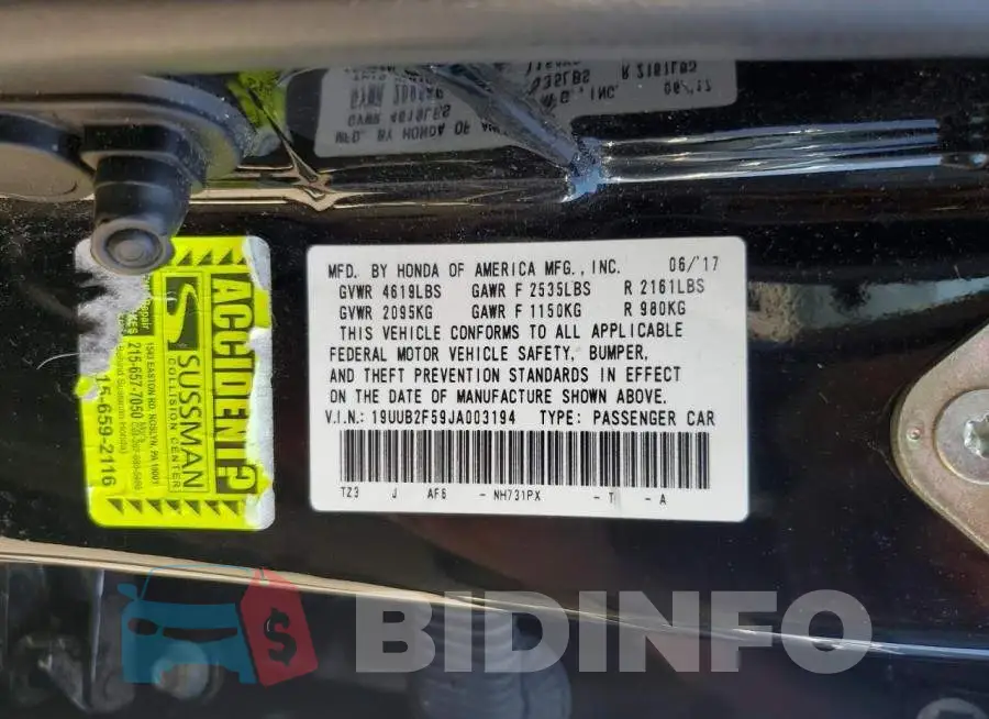 19UUB2F59JA003194 Photo# 12