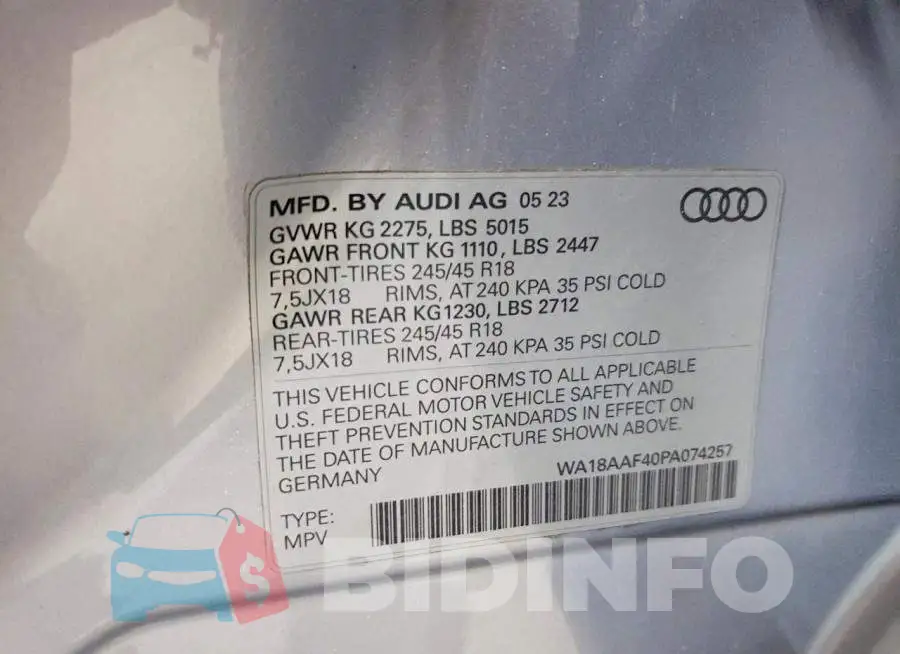 WA18AAF40PA074257 Photo# 12