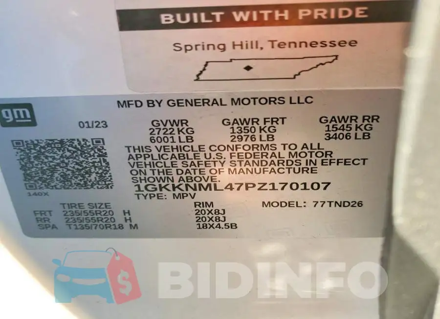 1GKKNML47PZ170107 Photo# 13