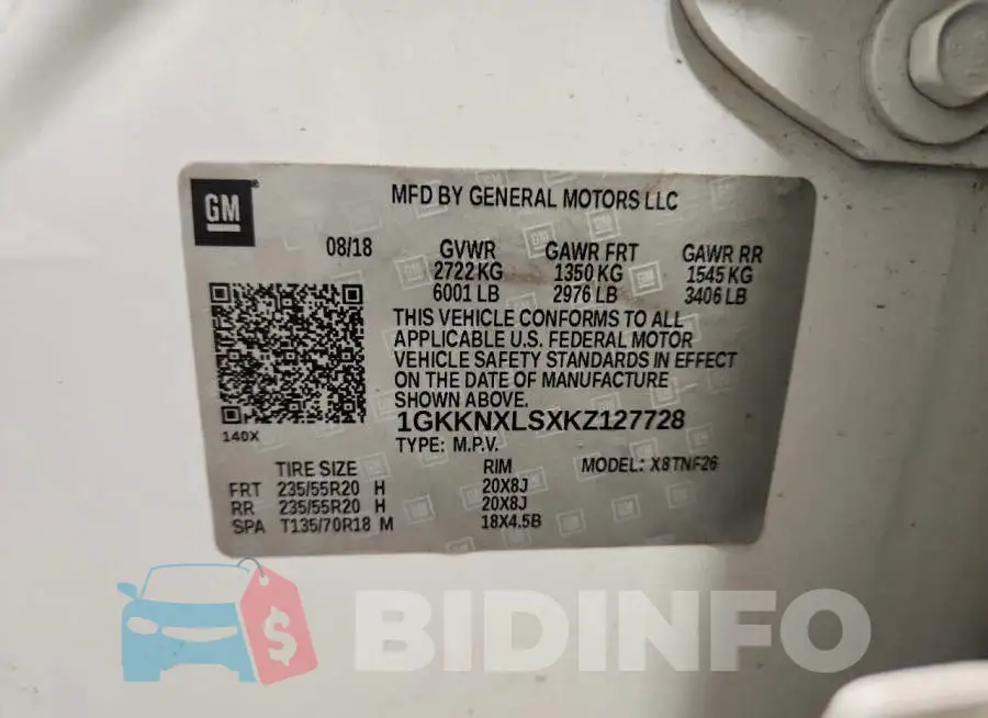 1GKKNXLSXKZ127728 Photo# 13