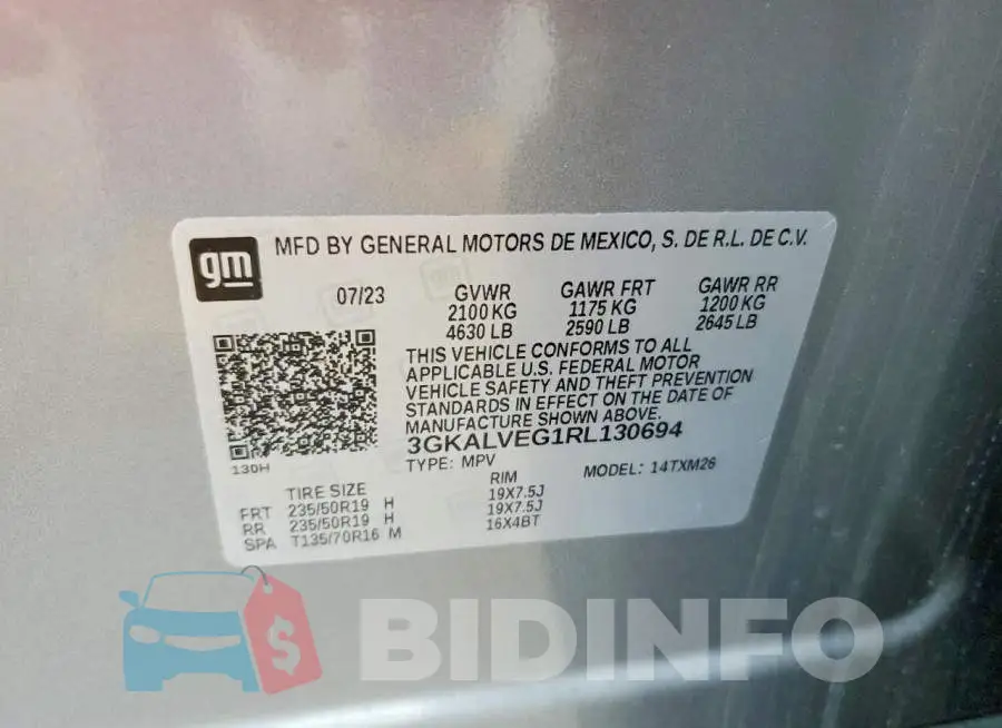3GKALVEG1RL130694 Photo# 13