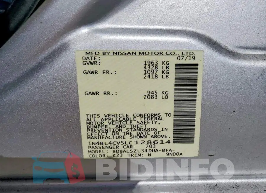 1N4BL4CV5LC128614 Photo# 12