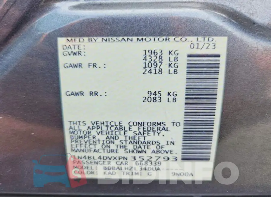 1N4BL4DVXPN352793 Photo# 12