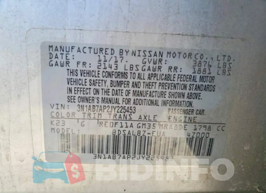3N1AB7AP2JY225453 Photo# 12