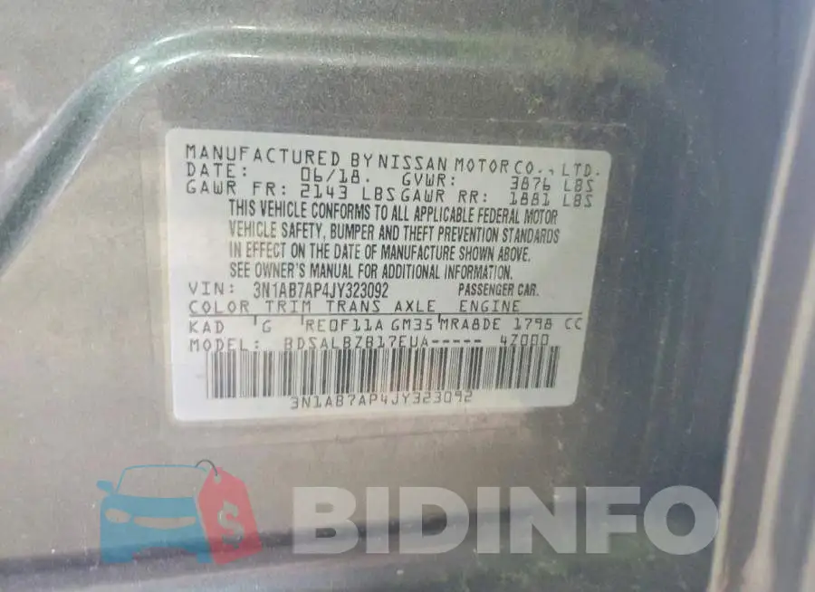 3N1AB7AP4JY323092 Photo# 13