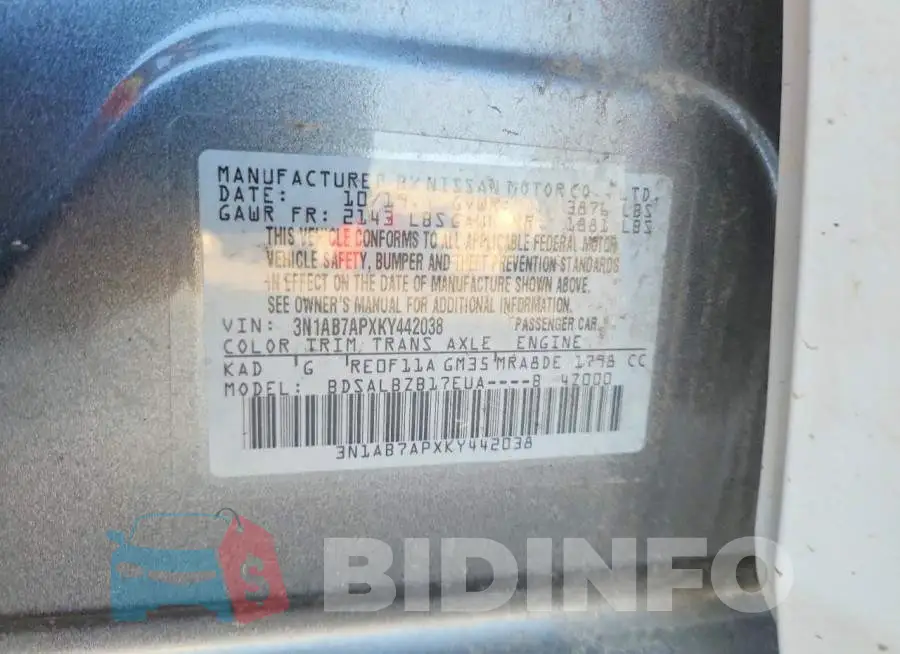 3N1AB7APXKY442038 Photo# 12