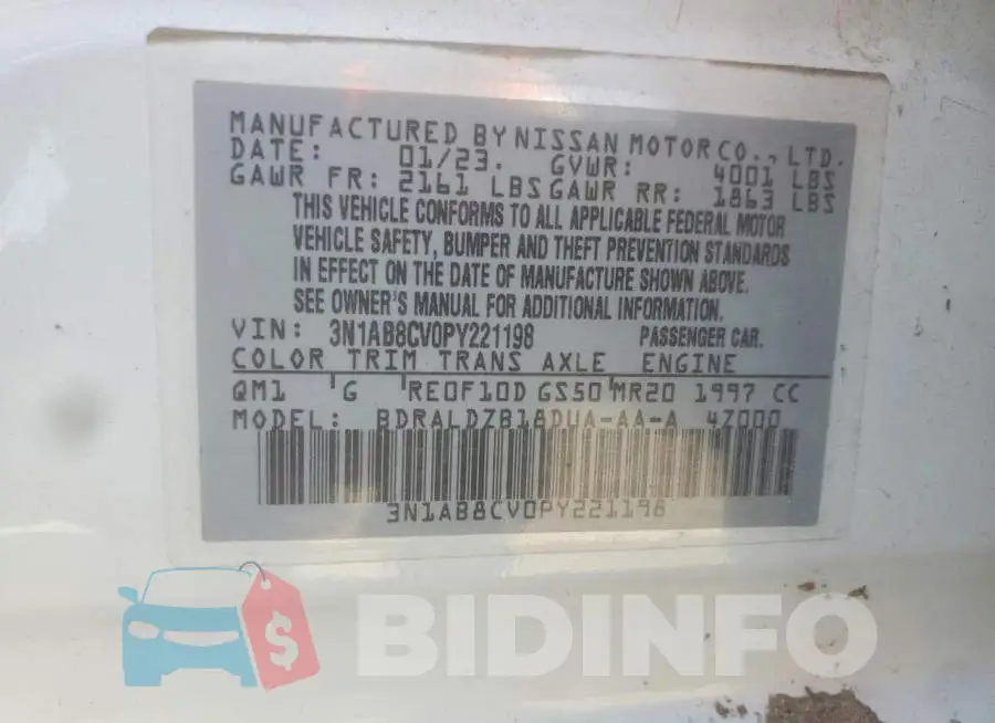 3N1AB8CV0PY221198 Photo# 13