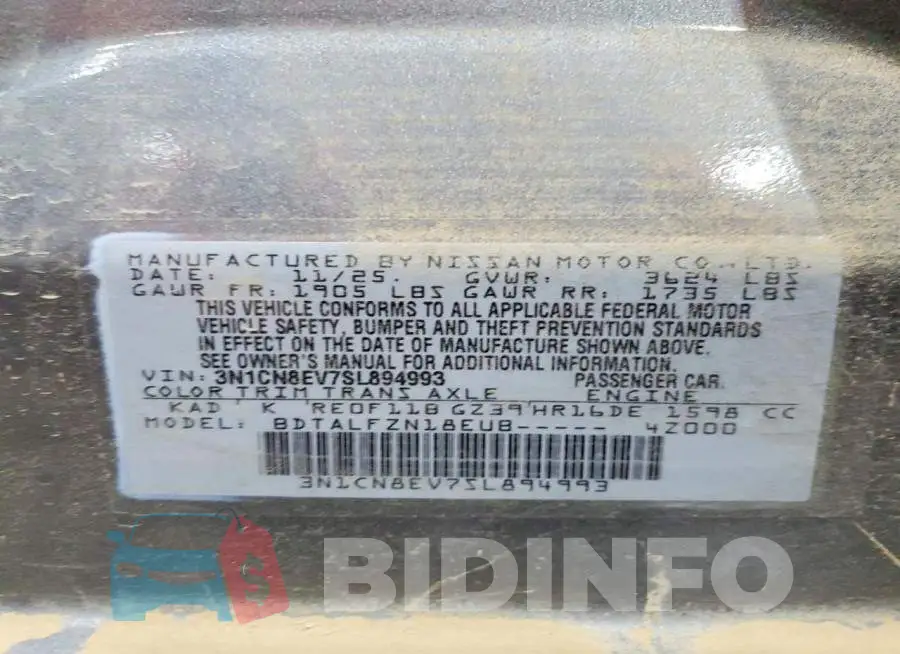 3N1CN8EV7SL894993 Photo# 12