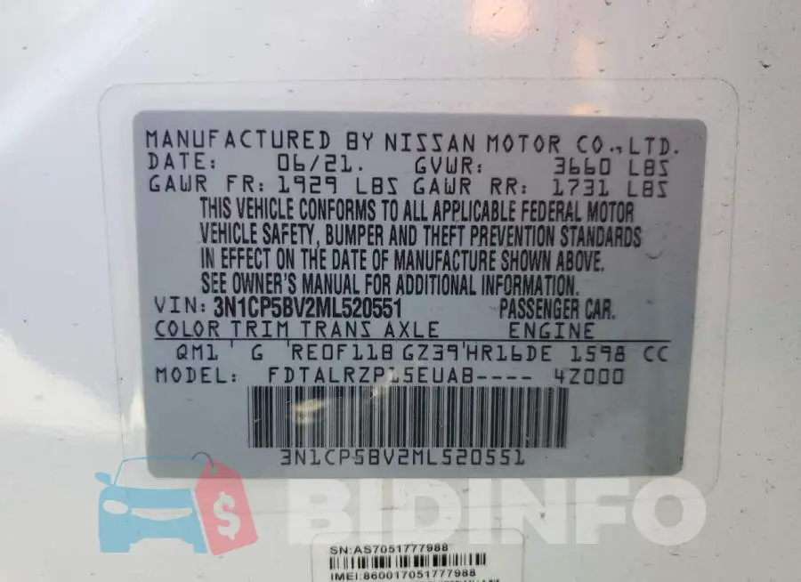 3N1CP5BV2ML520551 Photo# 13