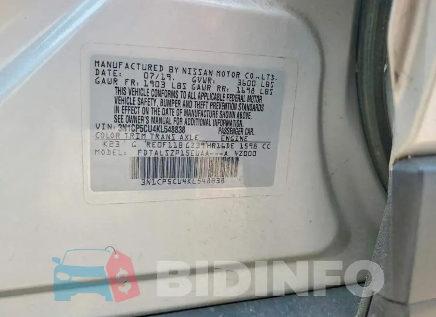 3N1CP5CU4KL548838 Photo# 12