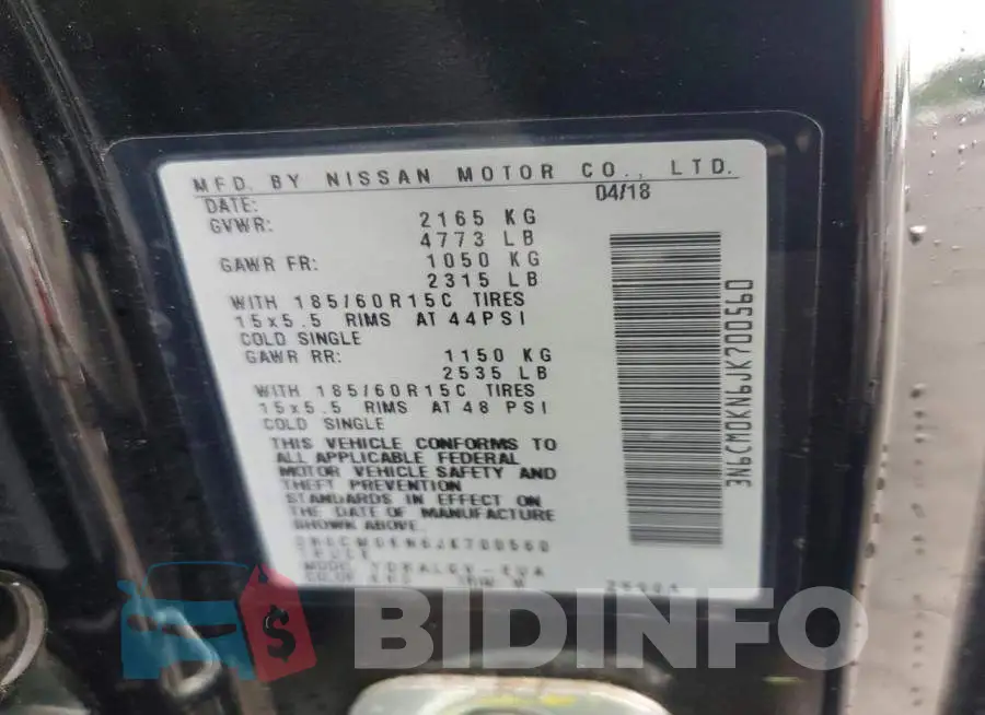 3N6CM0KN6JK700560 Photo# 13