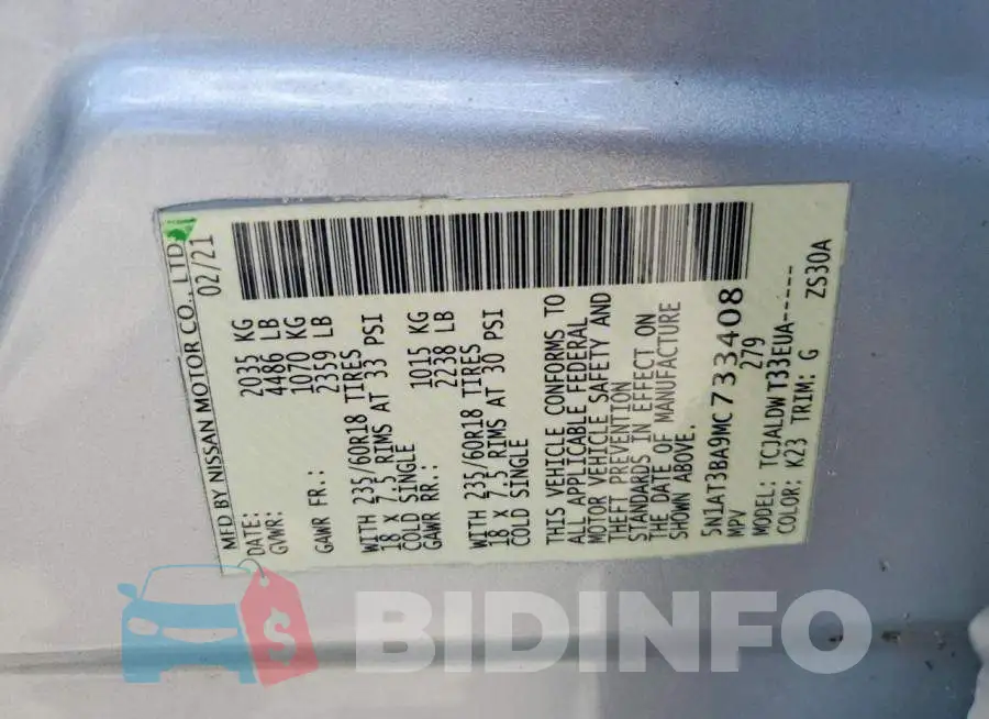 5N1AT3BA9MC733408 Photo# 14