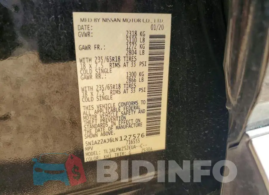 5N1AZ2AJ6LN127576 Photo# 13