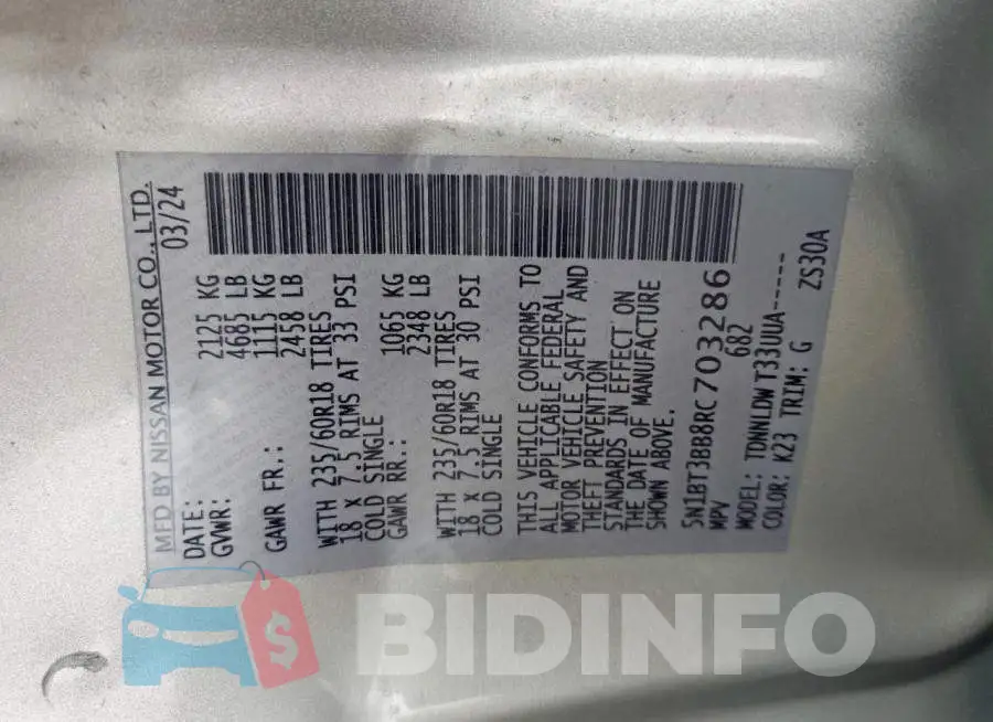 5N1BT3BB8RC703286 Photo# 13