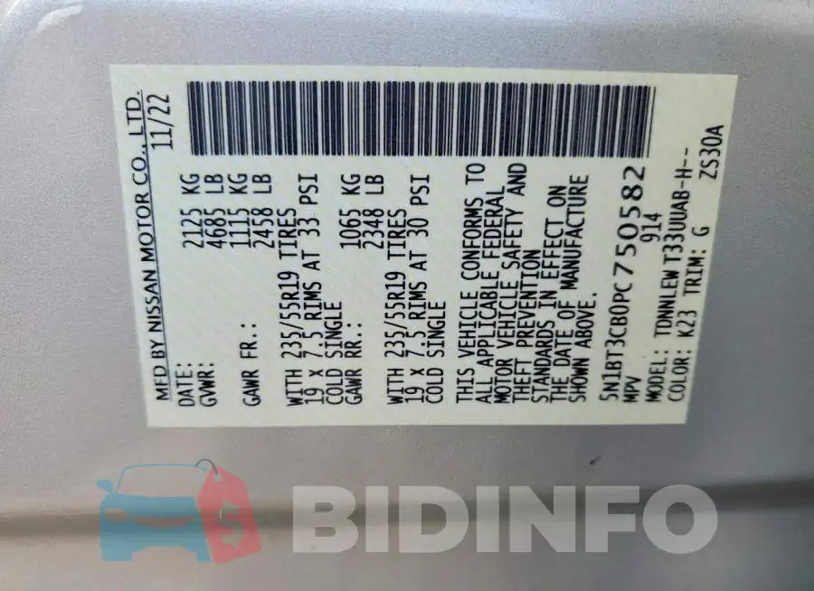 5N1BT3CB0PC750582 Photo# 13