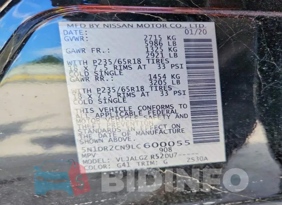 5N1DR2CN9LC600055 Photo# 13