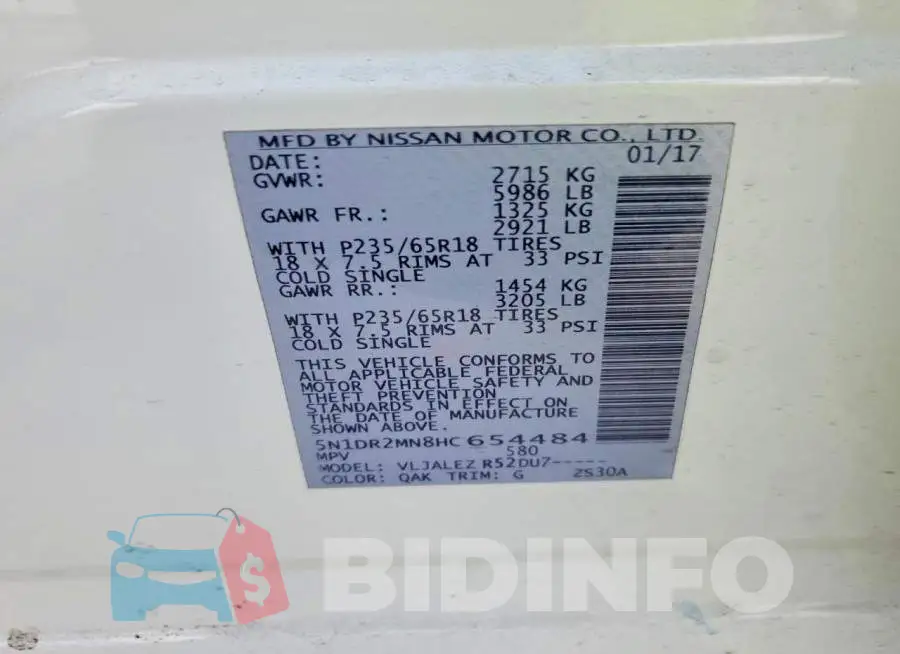 5N1DR2MN8HC654484 Photo# 13