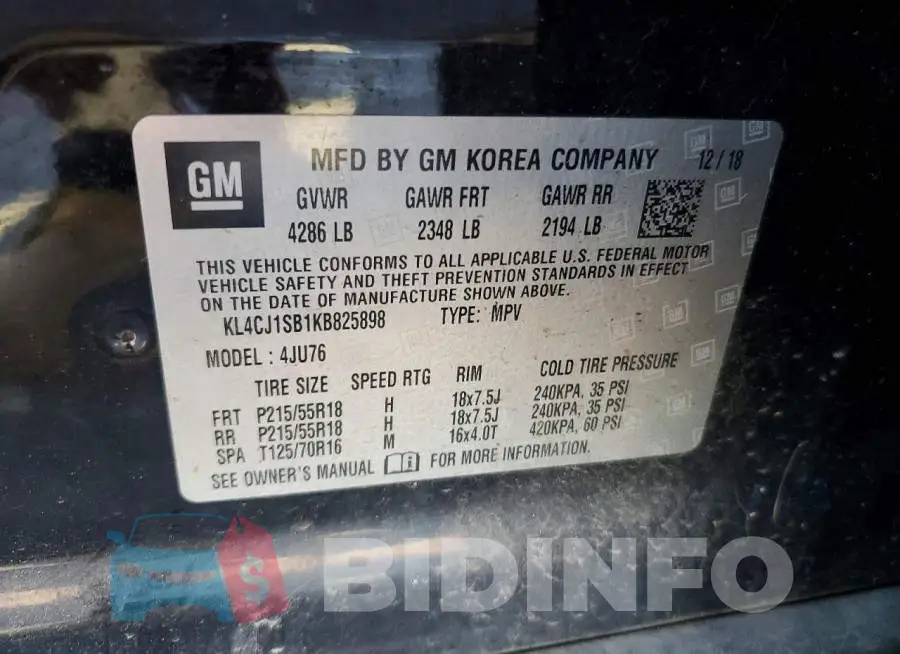 KL4CJ1SB1KB825898 Photo# 13