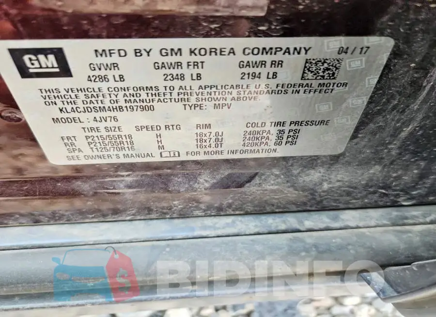 KL4CJDSM4HB197900 Photo# 14