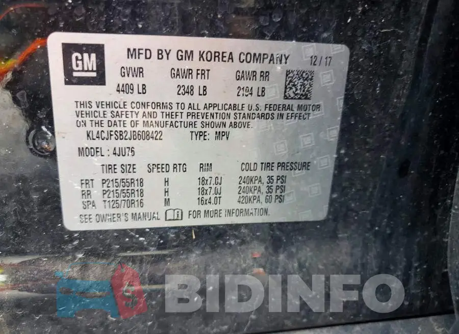KL4CJFSB2JB608422 Photo# 13