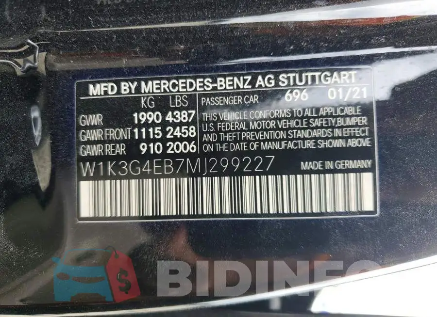 W1K3G4EB7MJ299227 Photo# 13
